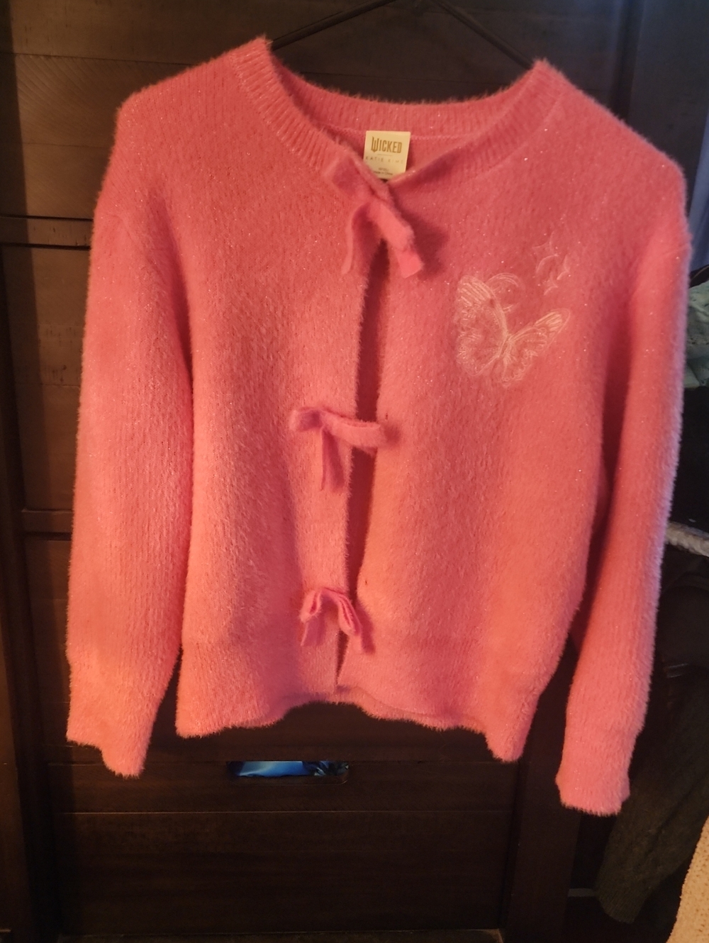 Pink Bow-Front "Wicked" Butterfly Sweater